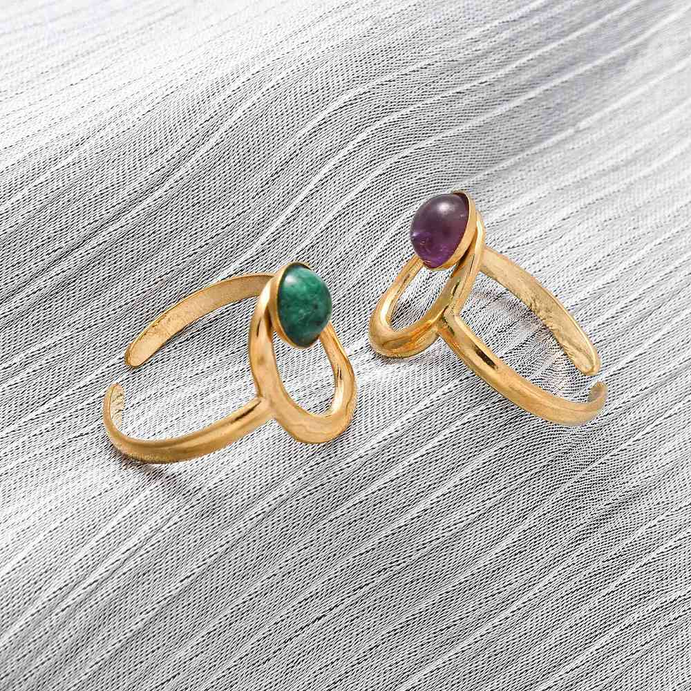 Bague cercle ovale pierre mixte