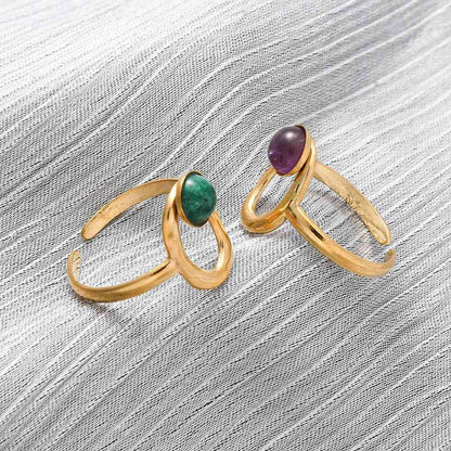 Bague cercle ovale pierre mixte