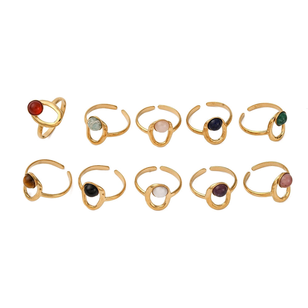 Bague cercle ovale pierre mixte