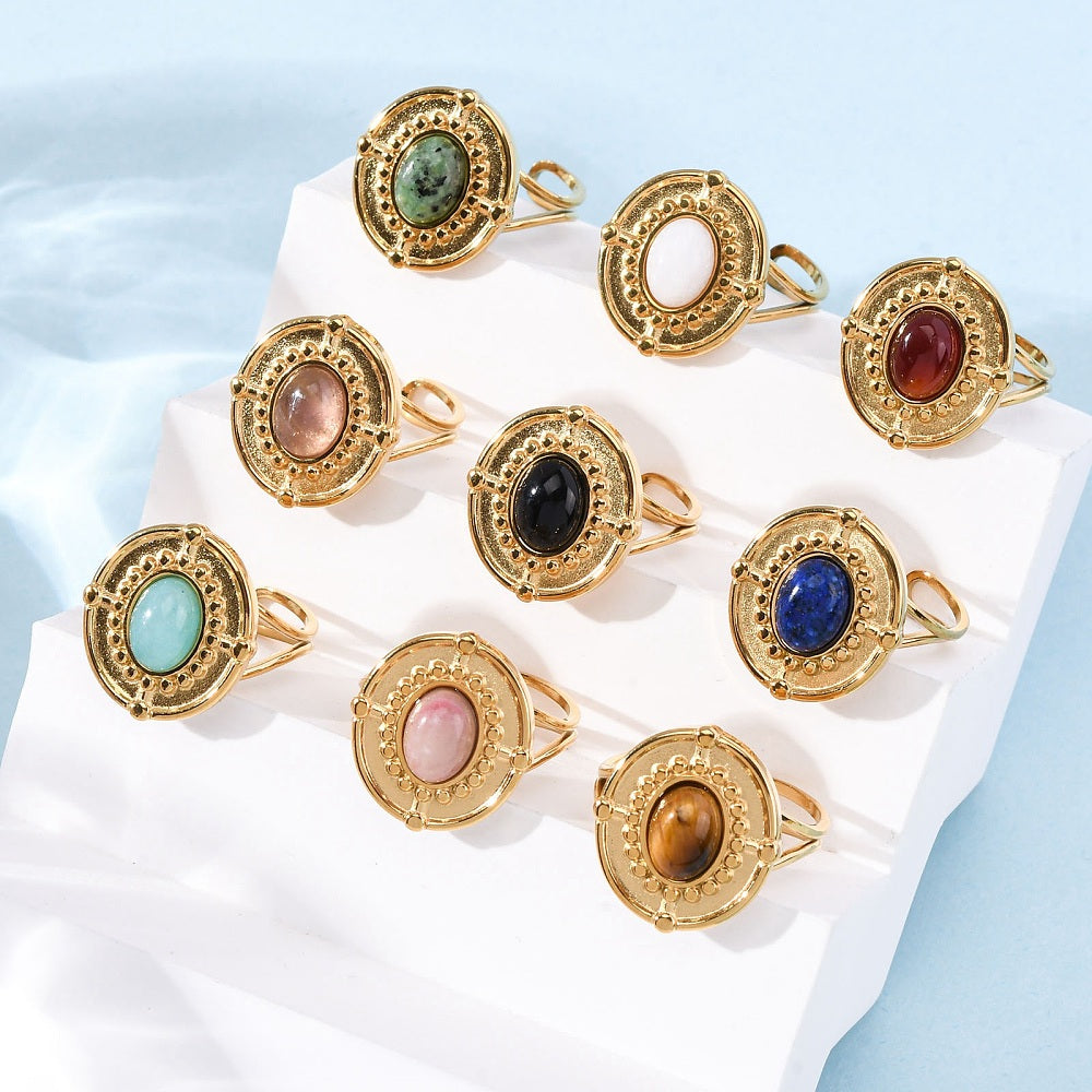 Bague grand plateau pierre mixte