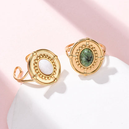 Bague grand plateau pierre mixte