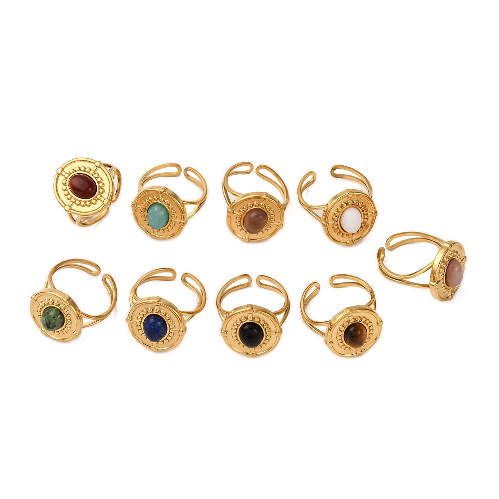 Bague grand plateau pierre mixte