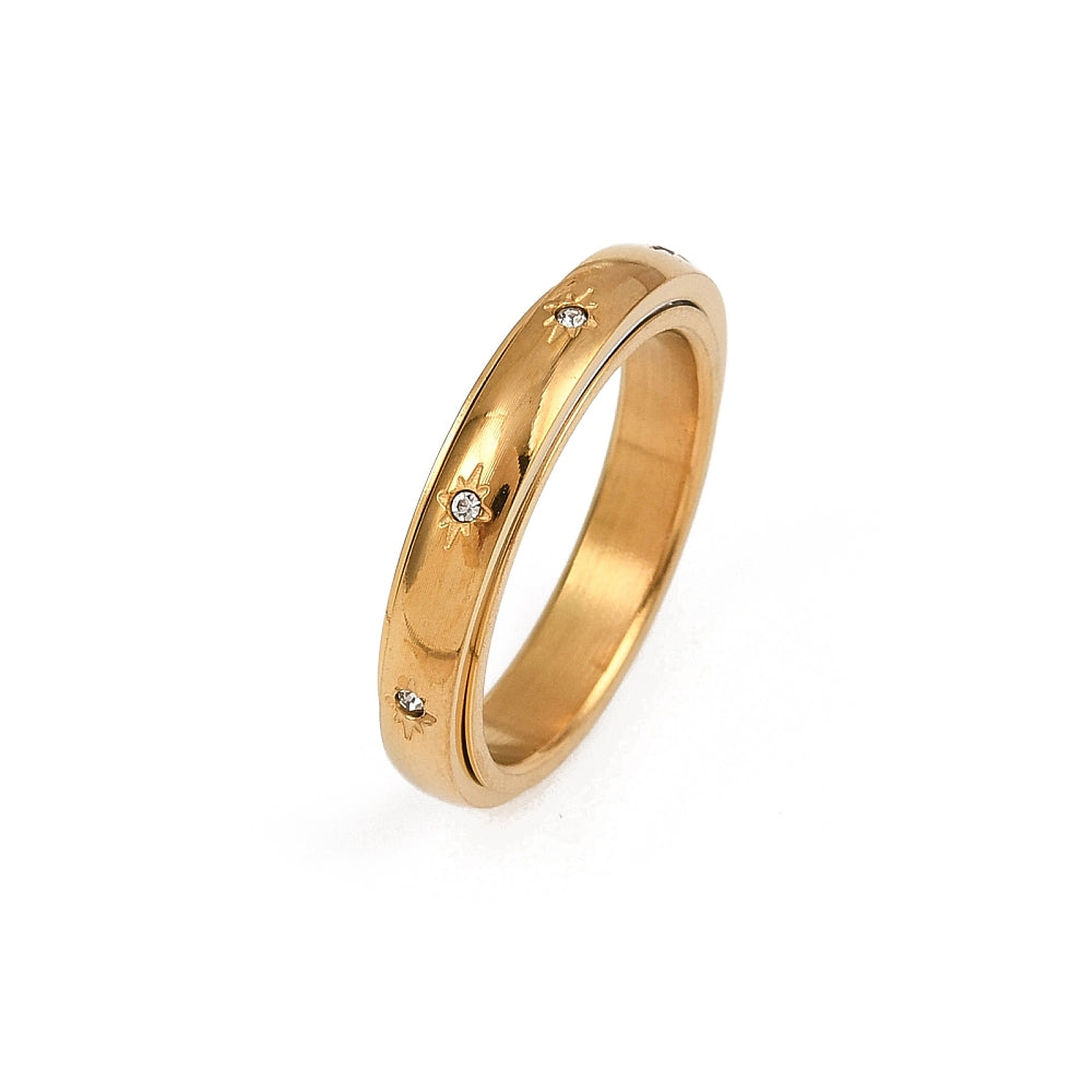 Bague antistress strass or