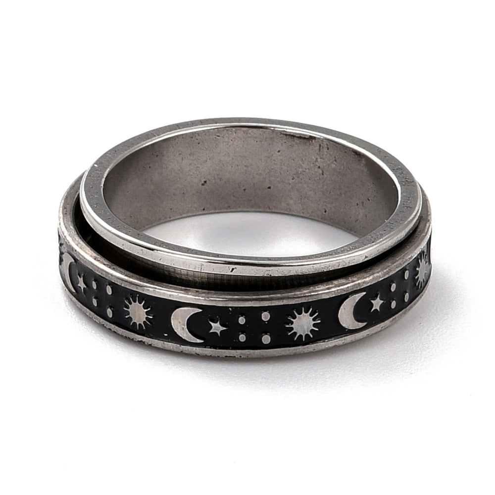 Bague antistress lune et étoile argent