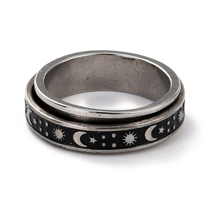 Bague antistress lune et étoile argent