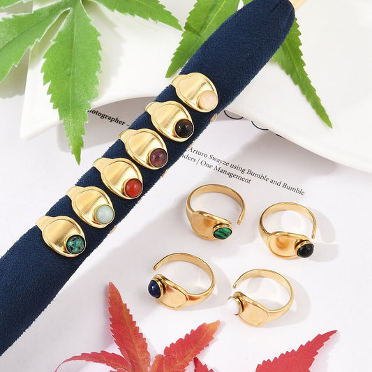 Bague plateau ovale pierre mixte