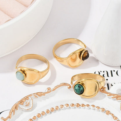 Bague plateau ovale pierre mixte