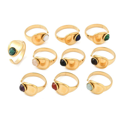 Bague plateau ovale pierre mixte