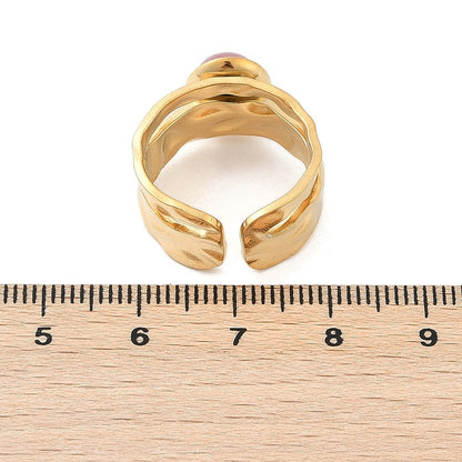 Bague deux rangs épaisse pierre naturelle