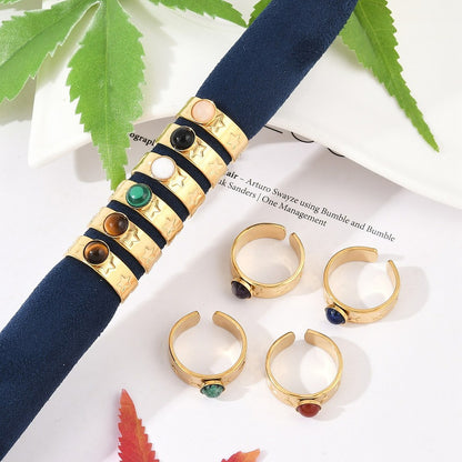 Bague motif étoile pierre naturelle