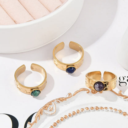 Bague motif étoile pierre naturelle