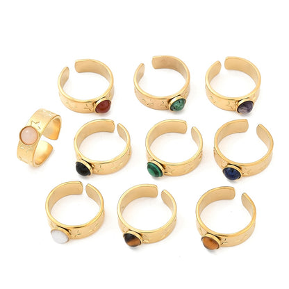 Bague motif étoile pierre naturelle