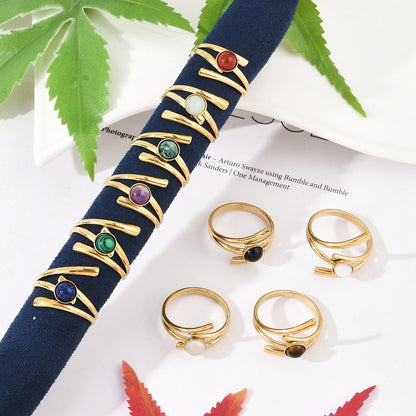 Bague géométrie pierre mixte