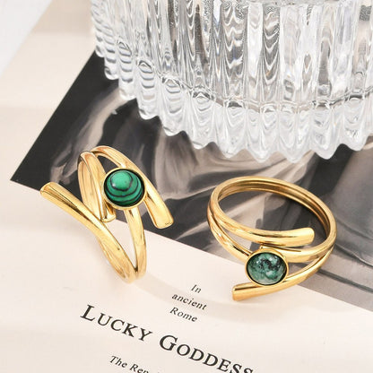 Bague géométrie pierre mixte