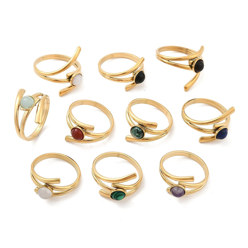 Bague géométrie pierre mixte