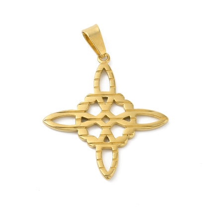 Pendentif nœud de sorcière doré, face géométrique