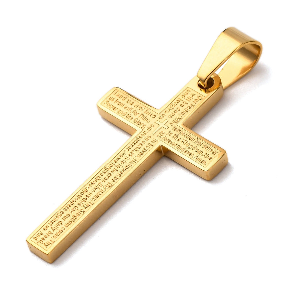 Pendentif croix texte prière