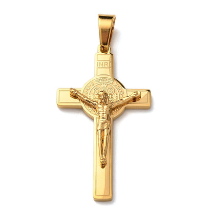 Pendentif croix texte INRI + Jésus