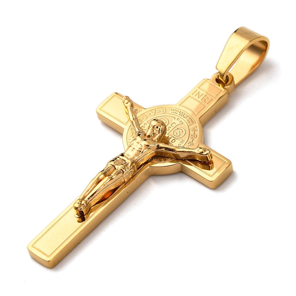 Pendentif croix texte INRI + Jésus