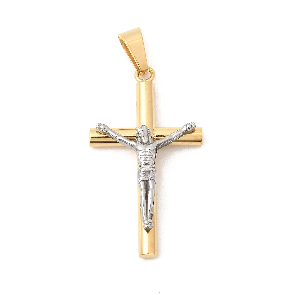 Pendentif croix design or argent
