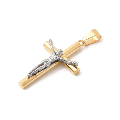 Pendentif croix design or argent