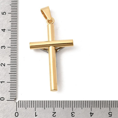 Pendentif croix design or argent
