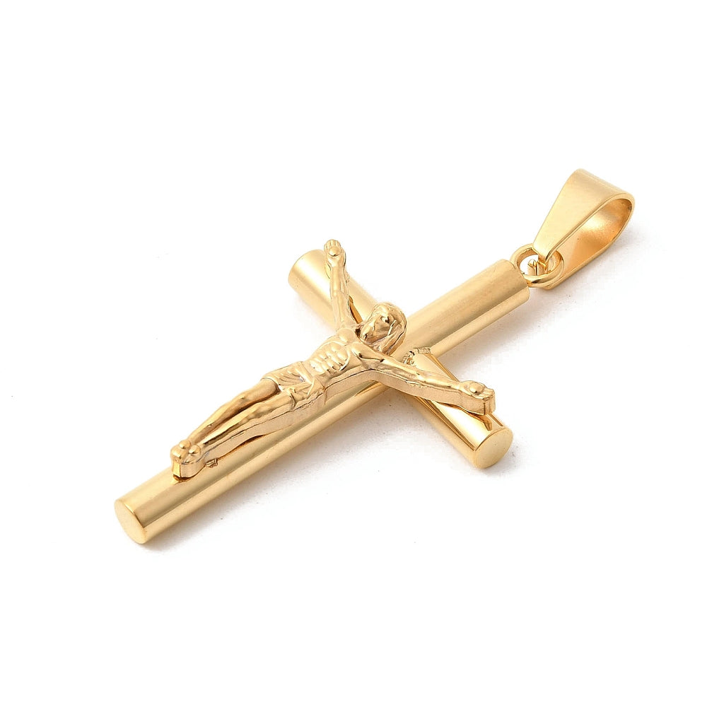 Pendentif croix design or avec Jésus