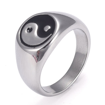 Bague yin yang acier inoxydable
