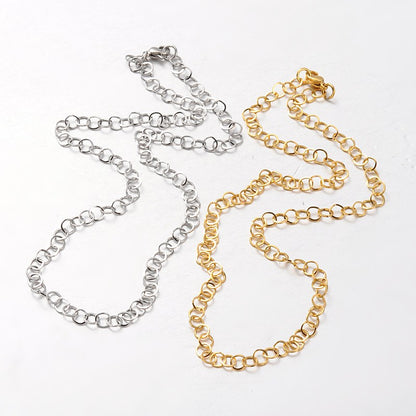 Collier acier inoxydable maille ronde or ou argent