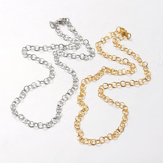Collier acier inoxydable maille ronde or ou argent