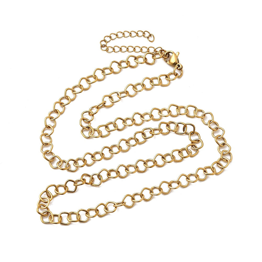 Collier acier inoxydable maille losange or