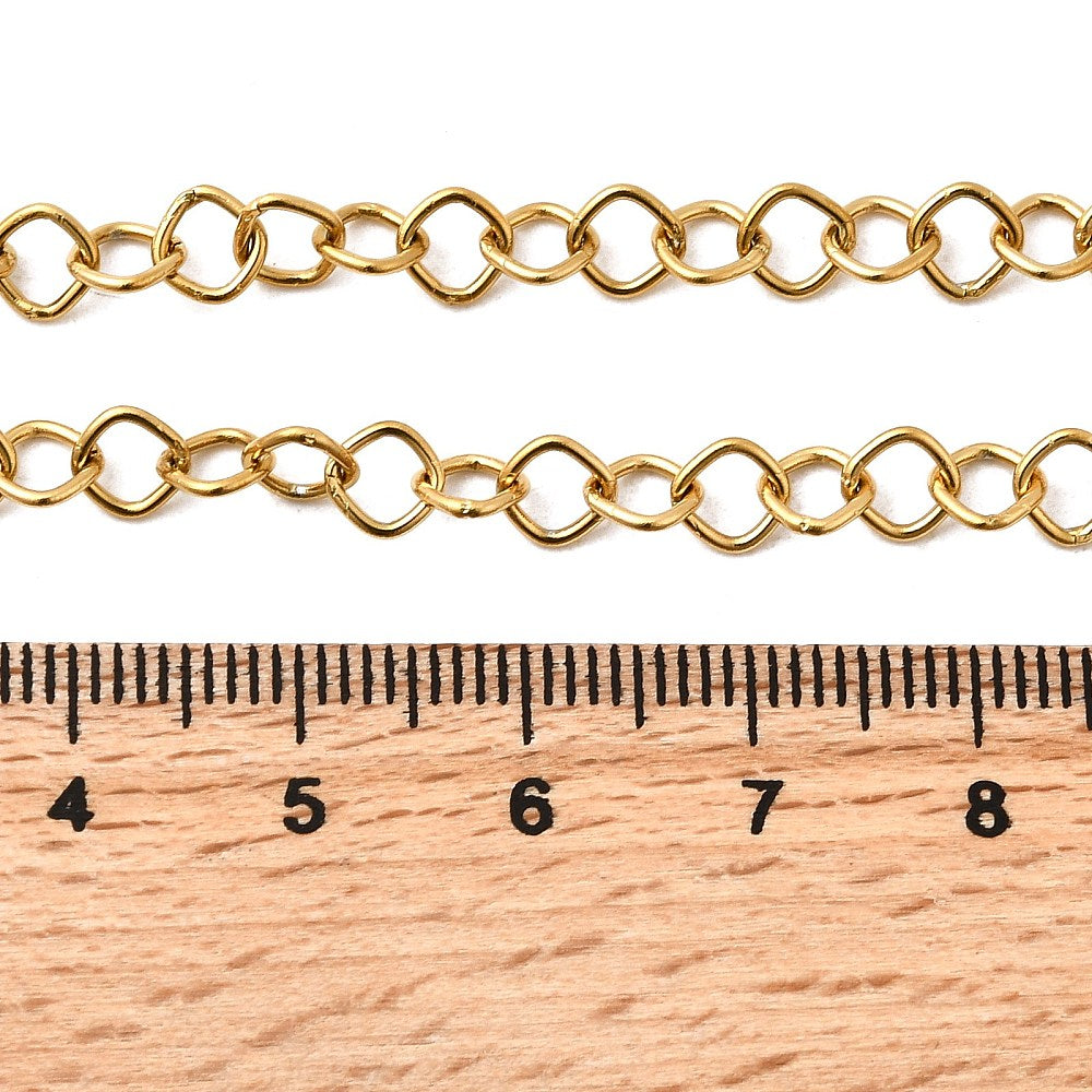 Collier acier inoxydable maille losange or