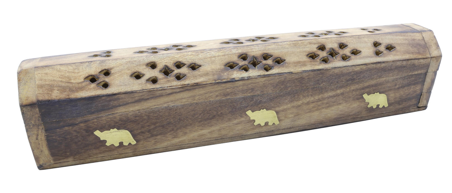 PORTE ENCENS BOIS COFFRET ELEPHANT 30CM