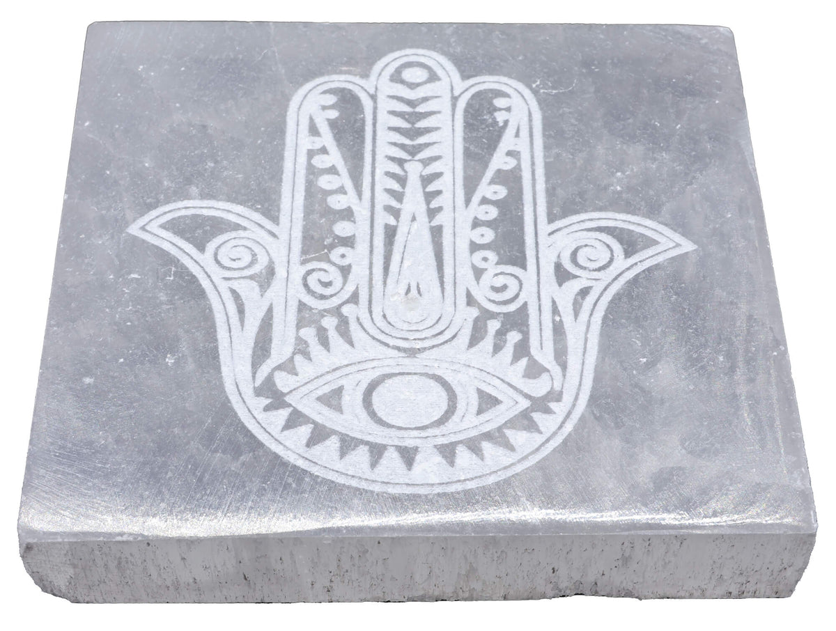 Porte-Encens Sélénite Main de Fatima Carré 10cm