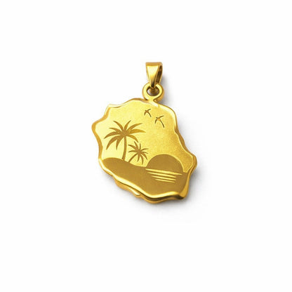 Collier maille trombone carte de l'île de la réunion gravé – Trésor Péï – vue 3