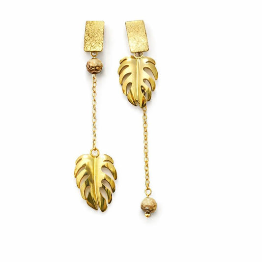 Boucle d'oreille asymétrique - Dos d’Âne – Jaspe Paysage | Monstera