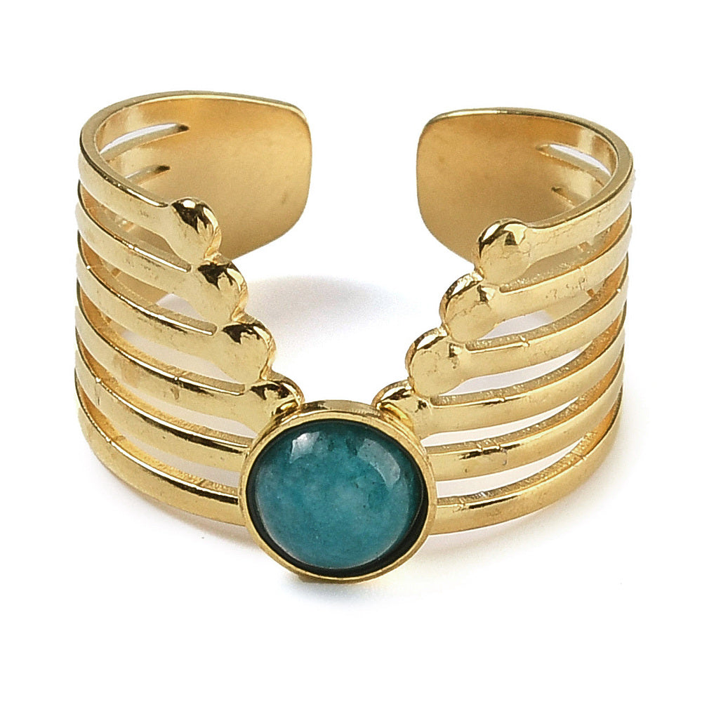 Bague manchette chevron Amazonite