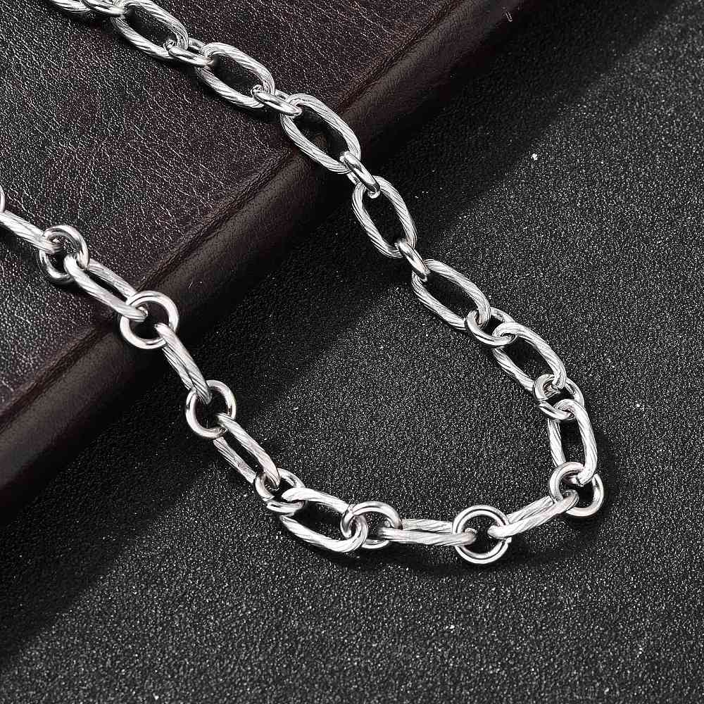Collier acier inoxydable maille ovale argenté