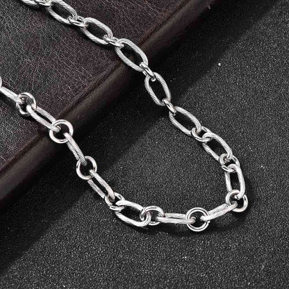 Collier acier inoxydable maille ovale argenté