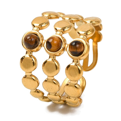 Bague 3 rangs oeil de tigre