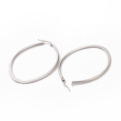 Créole ovale aplatie classique acier inoxydable 63x40x2mm argenté