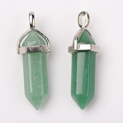 Pendentifs pointus en aventurine verte naturelle à double terminaison