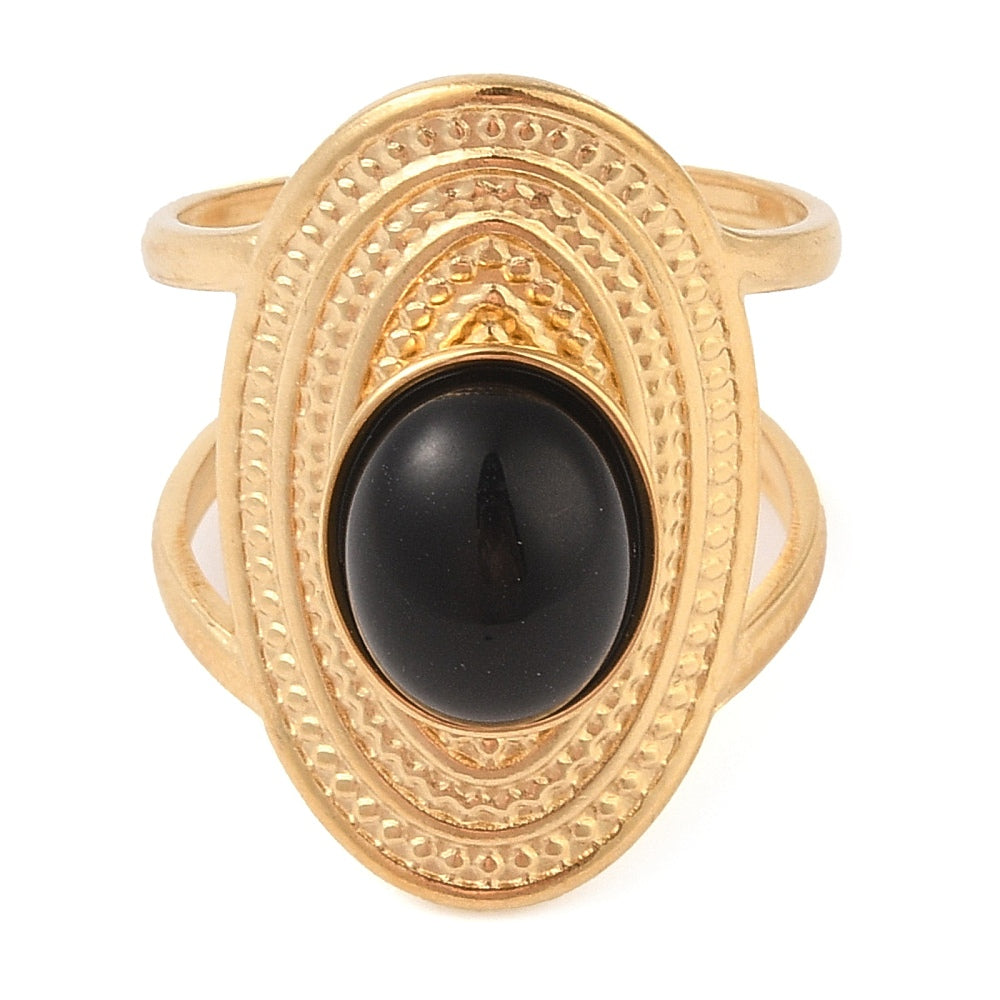 Bague plateau ovale onyx