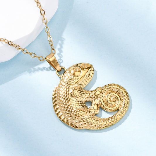 Collier gecko acier inoxydable