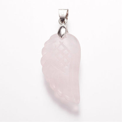 Pendentif aile en Quartz rose