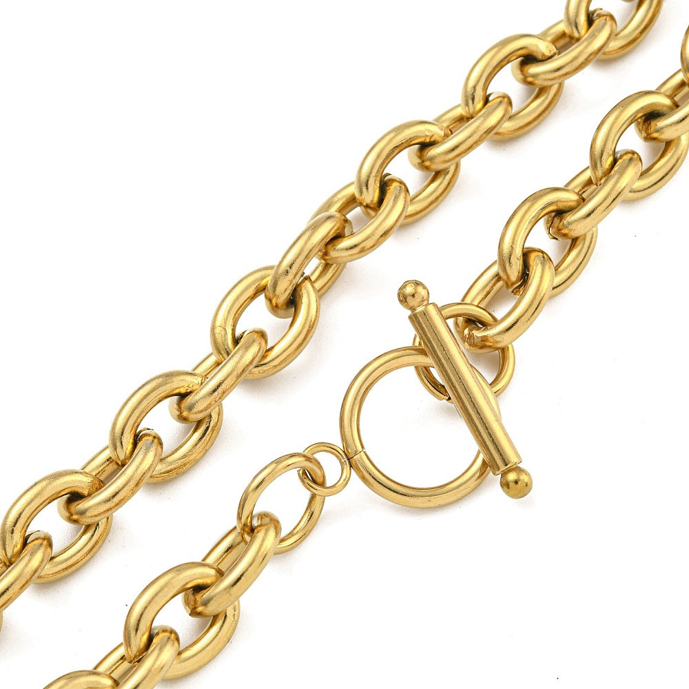 Collier acier inoxydable maille mixte ronde