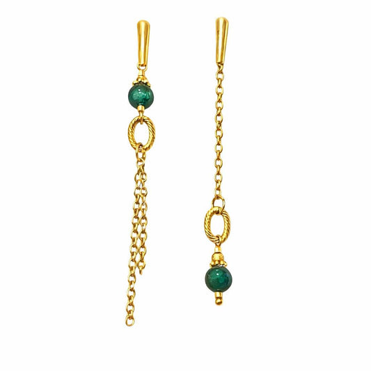 Boucle d'oreille asymétrique - Bébour - Malachite