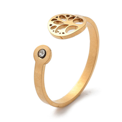 bague arbre de vie acier inoxydable  + strass