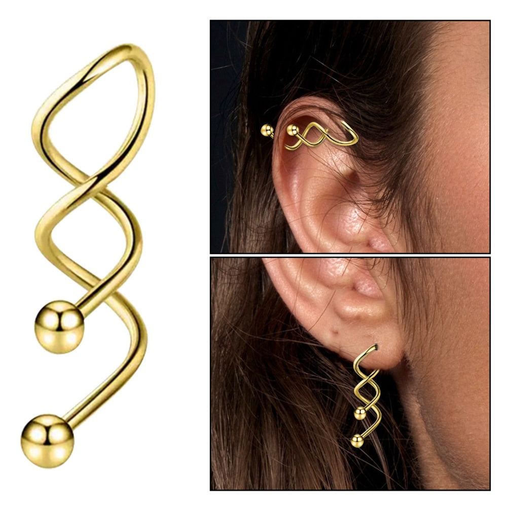 Piercing industriel femme spirale  or, 37~25x6.5mm