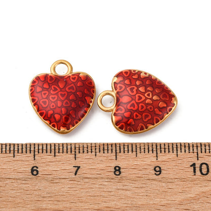 Charm coeur émaillé rouge